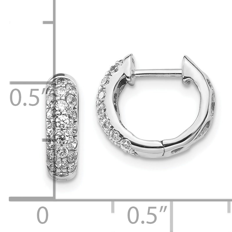 10k White Gold Diamond Hinged Hoop Earrings