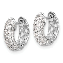 10k White Gold Diamond Hinged Hoop Earrings