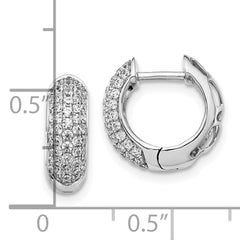 10k White Gold Diamond Hinged Hoop Earrings