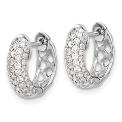 14K White Gold Lab Grown Diamond Hinged Hoop Earrings