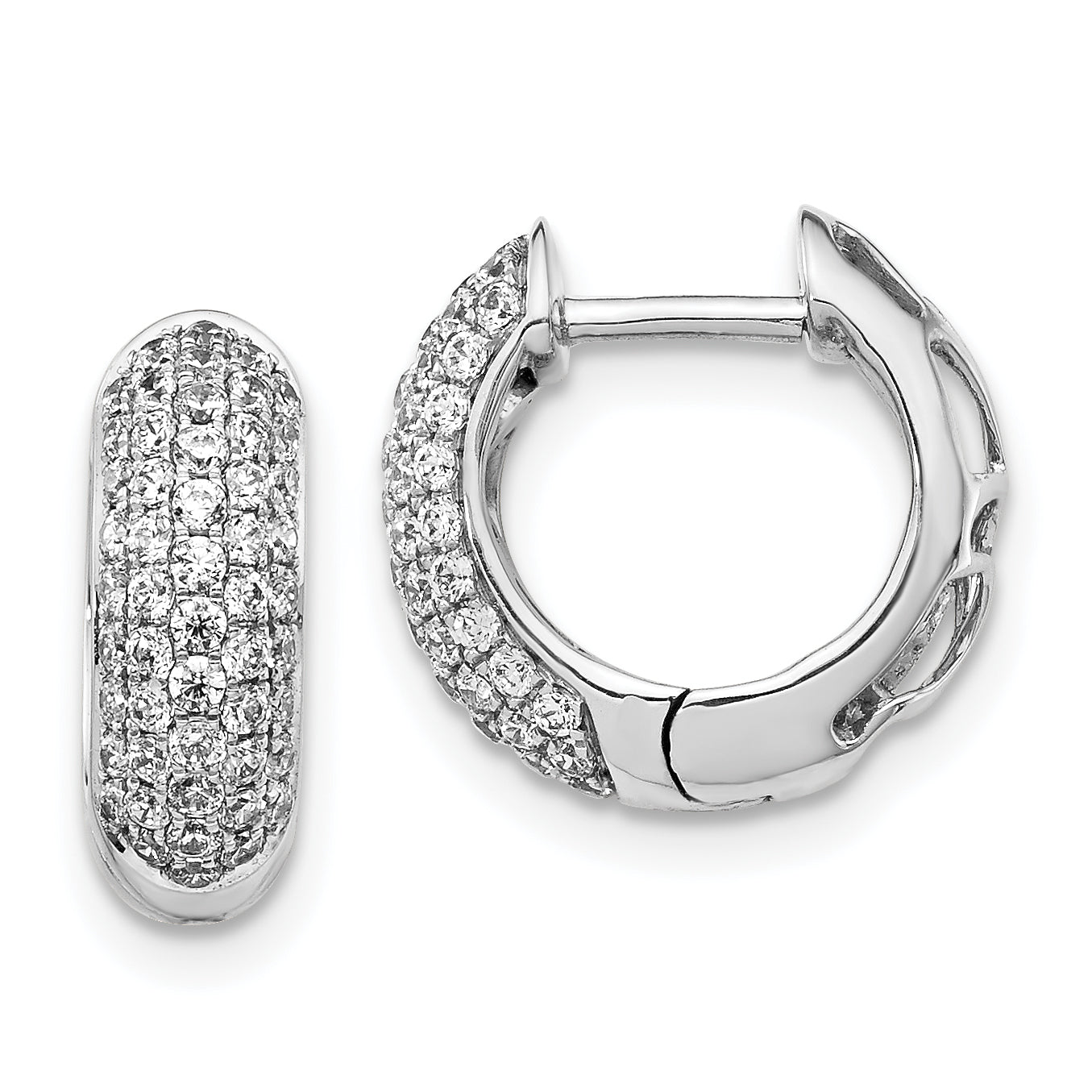 14K White Gold Lab Grown Diamond Hinged Hoop Earrings