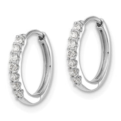 10k White Gold Diamond Hinged Hoop Earrings