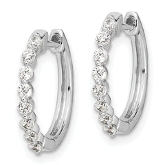 10k White Gold Diamond Hinged Hoop Earrings