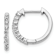 10k White Gold Diamond Hinged Hoop Earrings