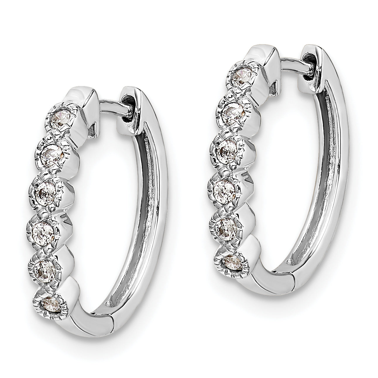 10k White Gold Diamond Hinged Hoop Earrings