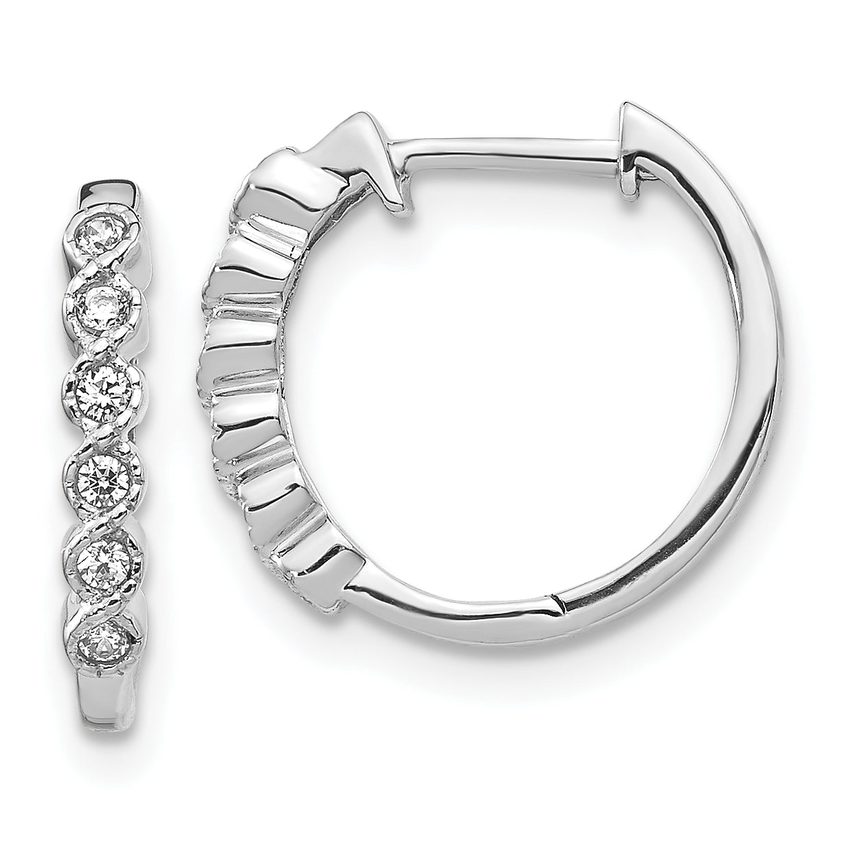 10k White Gold Diamond Hinged Hoop Earrings