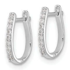 14K White Gold Lab Grown Diamond Hinged Hoop Earrings