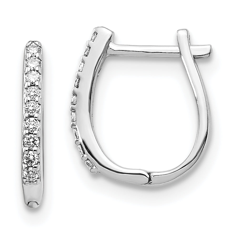 14K White Gold Lab Grown Diamond Hinged Hoop Earrings