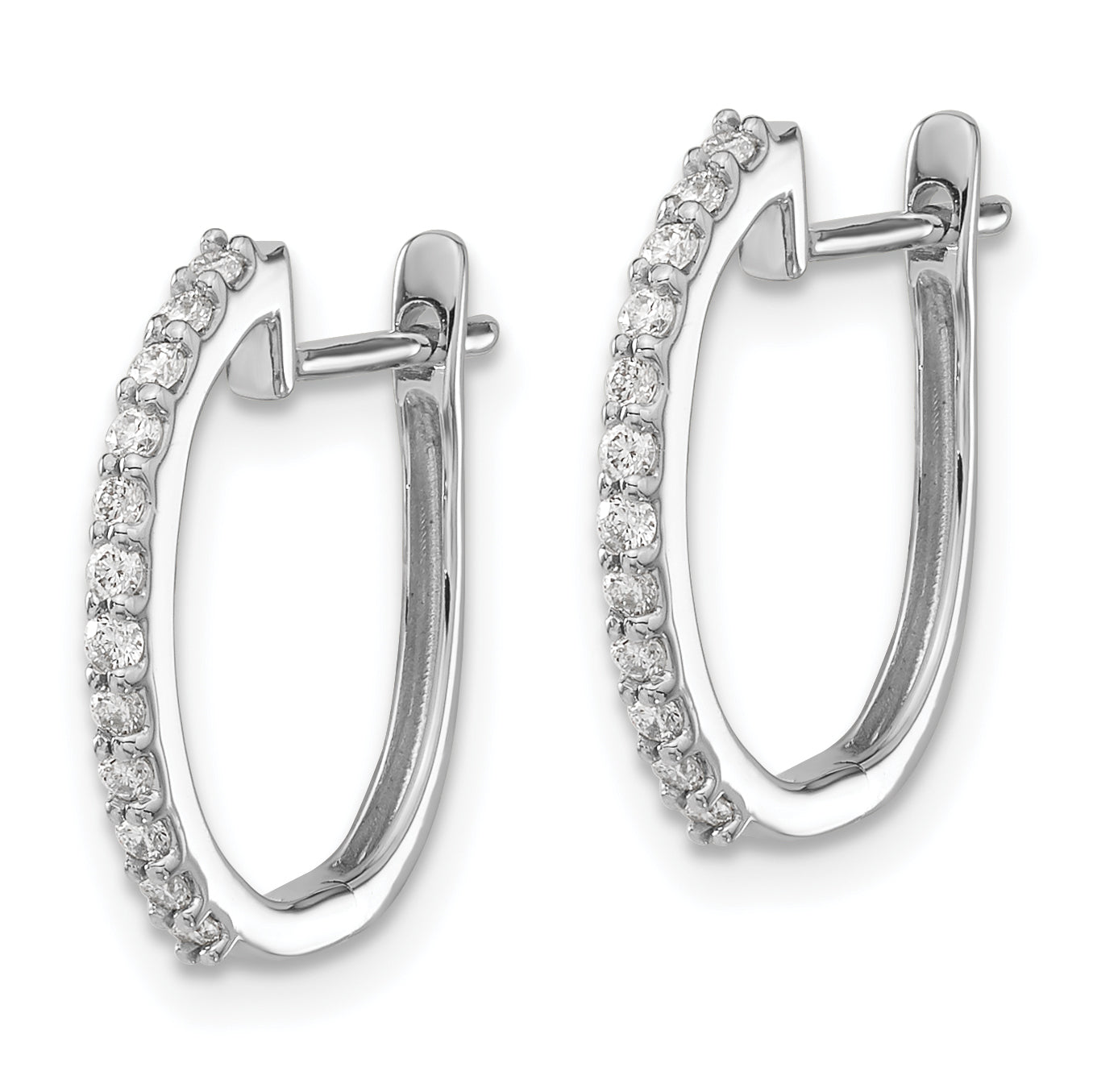 14K White Gold Lab Grown Diamond 1.3mm Hinged Hoop Earrings