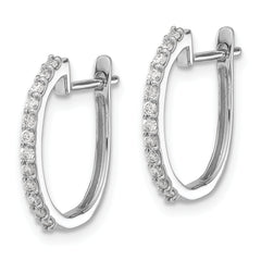 14K White Gold Lab Grown Diamond 1.3mm Hinged Hoop Earrings