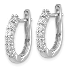 14K White Gold Lab Grown Diamond Hinged Hoop Earrings