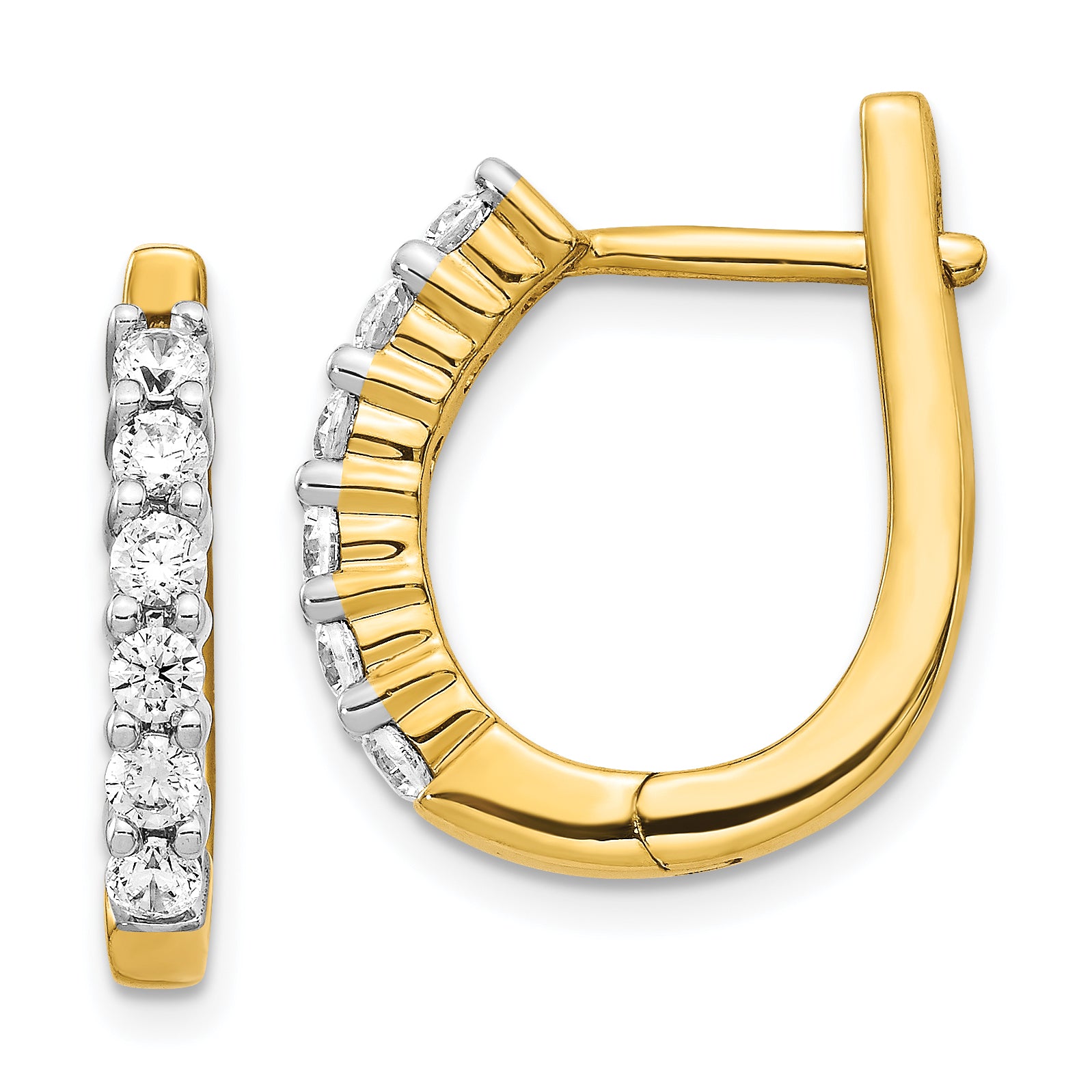 14K Lab Grown Diamond Hinged Hoop Earrings