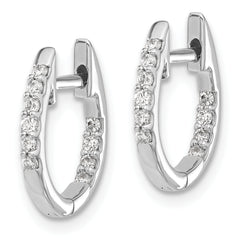 10k White Gold In/Out Diamond Hinged Hoop Earrings