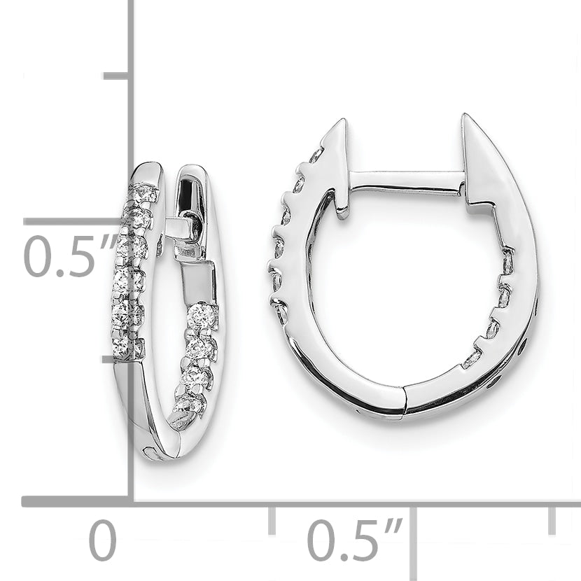 10k White Gold In/Out Diamond Hinged Hoop Earrings