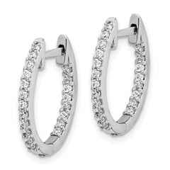 10k White Gold In/Out Diamond Hinged Hoop Earrings