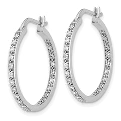 14K White Gold Lab Grown Diamond In/Out Hoop Earrings