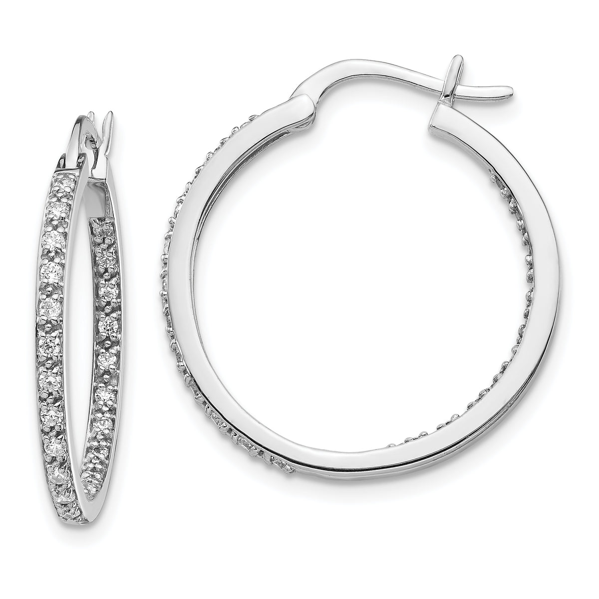 14K White Gold Lab Grown Diamond In/Out Hoop Earrings