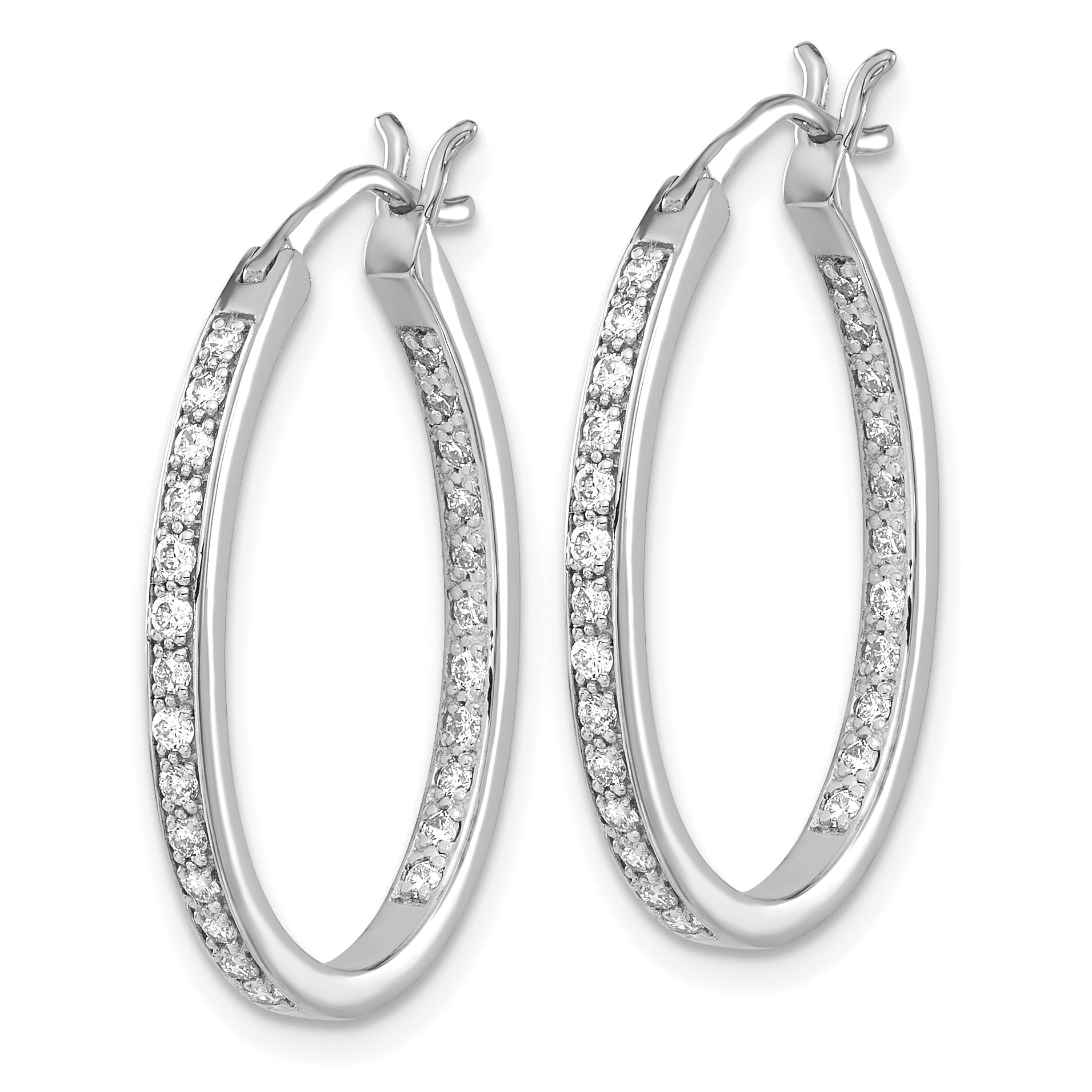 14K White Gold Lab Grown Diamond In/Out Hoop Earrings