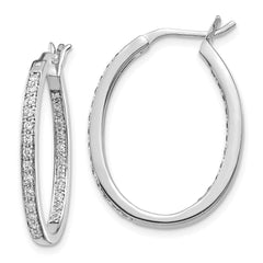 14K White Gold Lab Grown Diamond In/Out Hoop Earrings