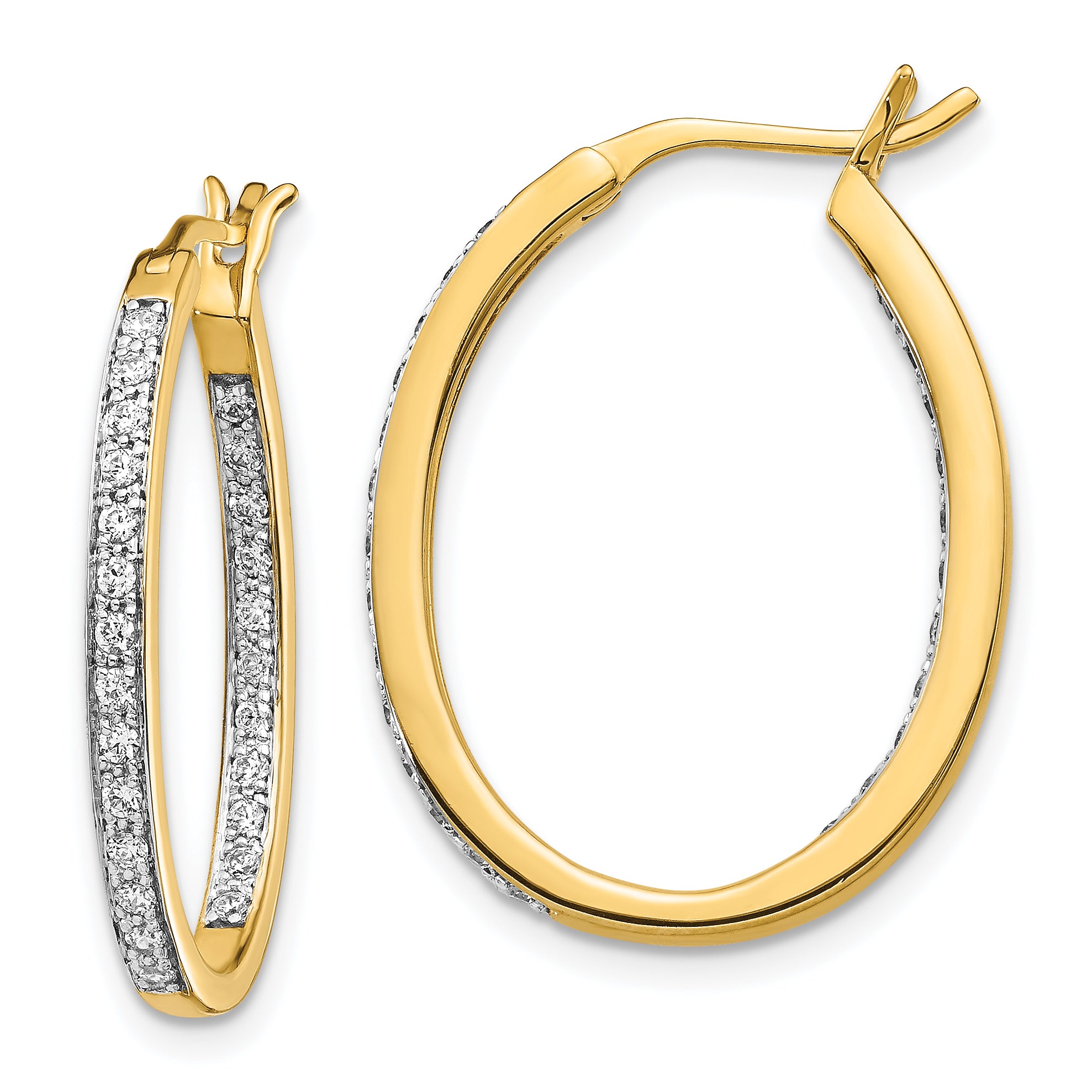 14K Lab Grown Diamond In/Out Hoop Earrings