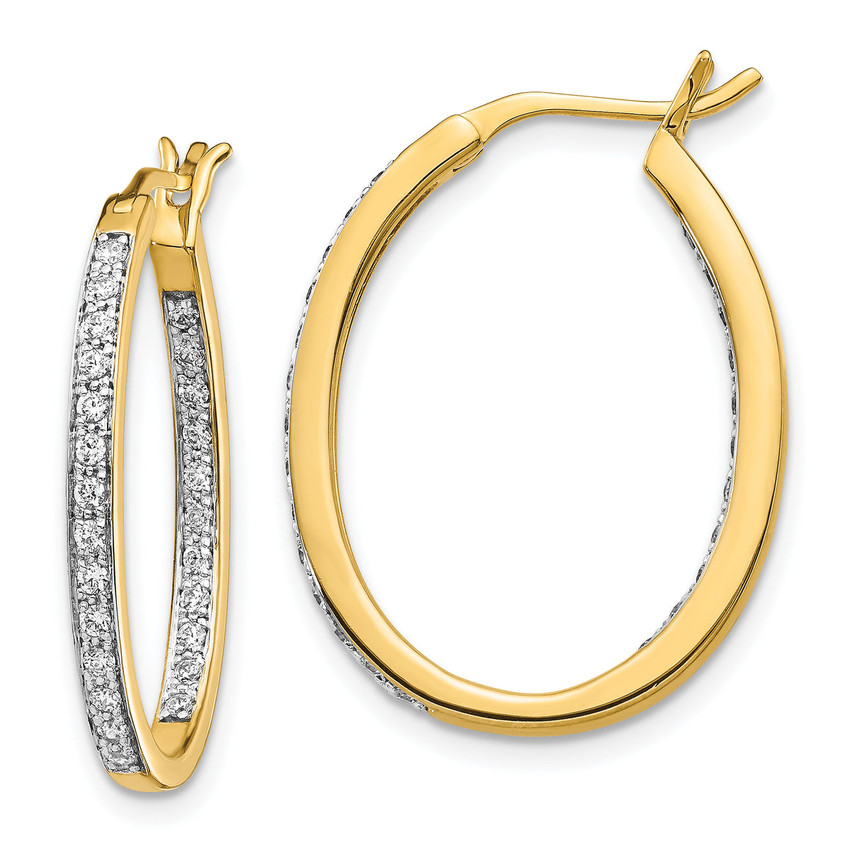 14K Lab Grown Diamond In/Out Hoop Earrings