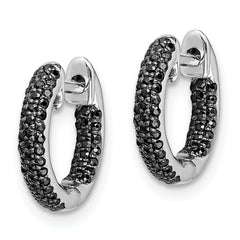 14K White Gold Lab Grown Diamond Hinged Hoop Earrings