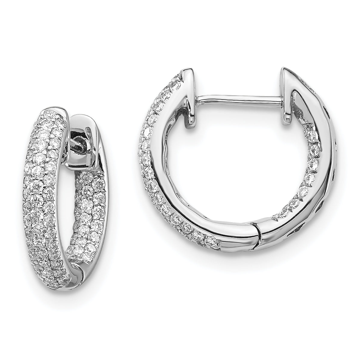 14K White Gold Lab Grown Diamond Hinged Hoop Earrings