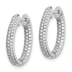 10k White Gold Diamond In/Out Hinged Hoop Earrings