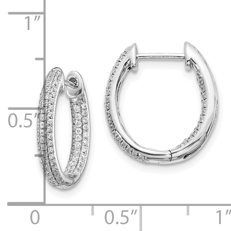 10k White Gold Diamond In/Out Hinged Hoop Earrings