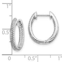 10k White Gold Diamond In/Out Hinged Hoop Earrings