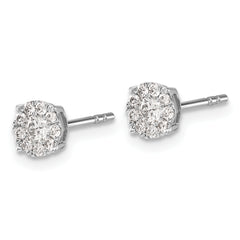 10k White Gold Diamond Cluster Post Earrings