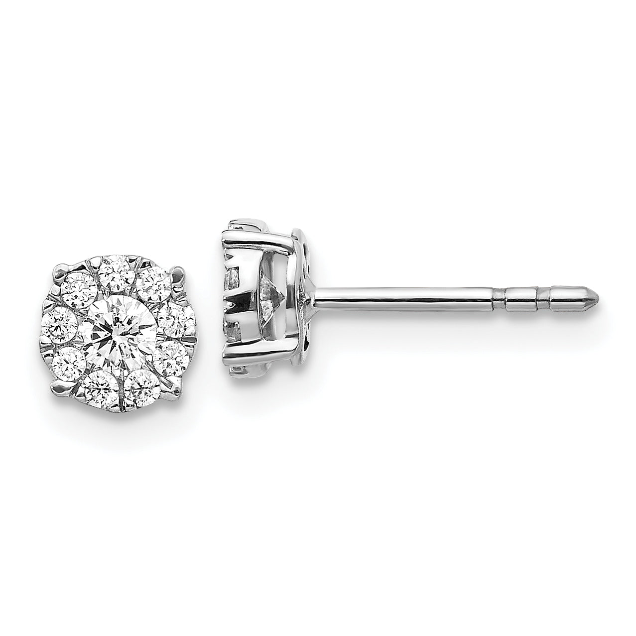 10k White Gold Diamond Cluster Post Earrings