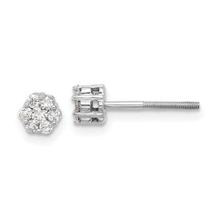 10k White Gold Diamond Cluster Post Earrings