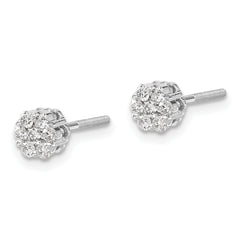 10k White Gold Diamond Cluster Screwback Earrings