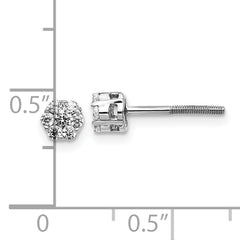 10k White Gold Diamond Cluster Screwback Earrings