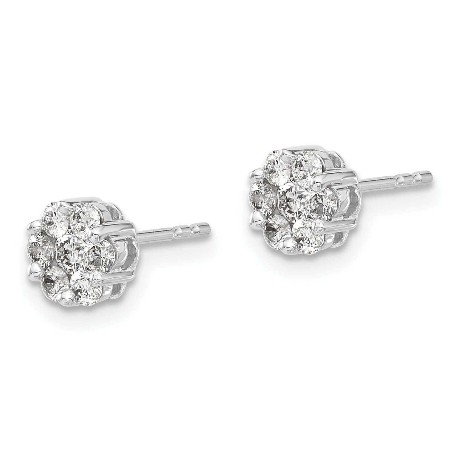 14K White Gold Lab Grown Diamond VS/SI GH, Cluster Push Back Earring