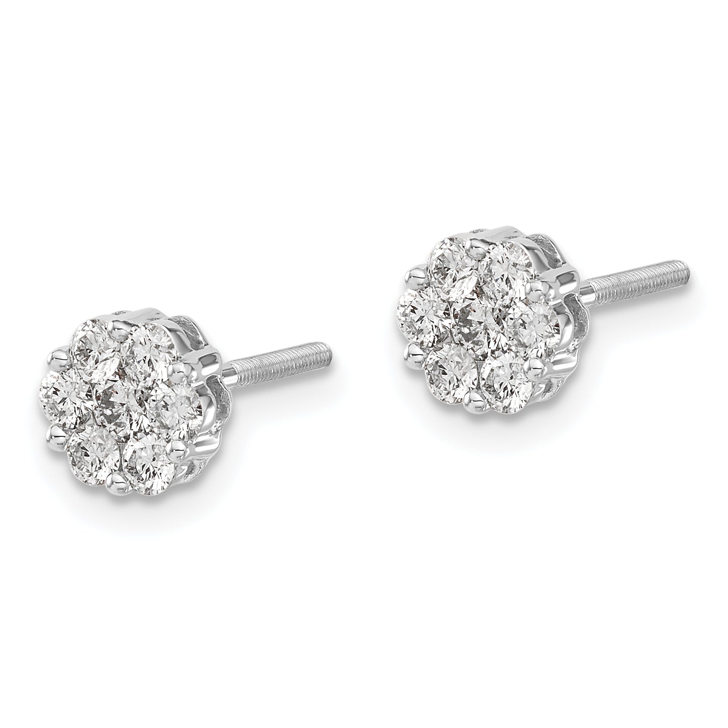 14K White Gold Lab Grown Diamond VS/SI GH, Cluster Screwback Earring