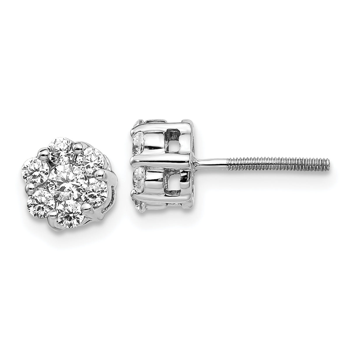 14K White Gold Lab Grown Diamond VS/SI GH, Cluster Screwback Earring