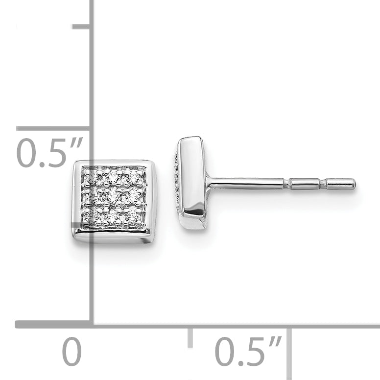 10k White Gold Diamond Post Earrings