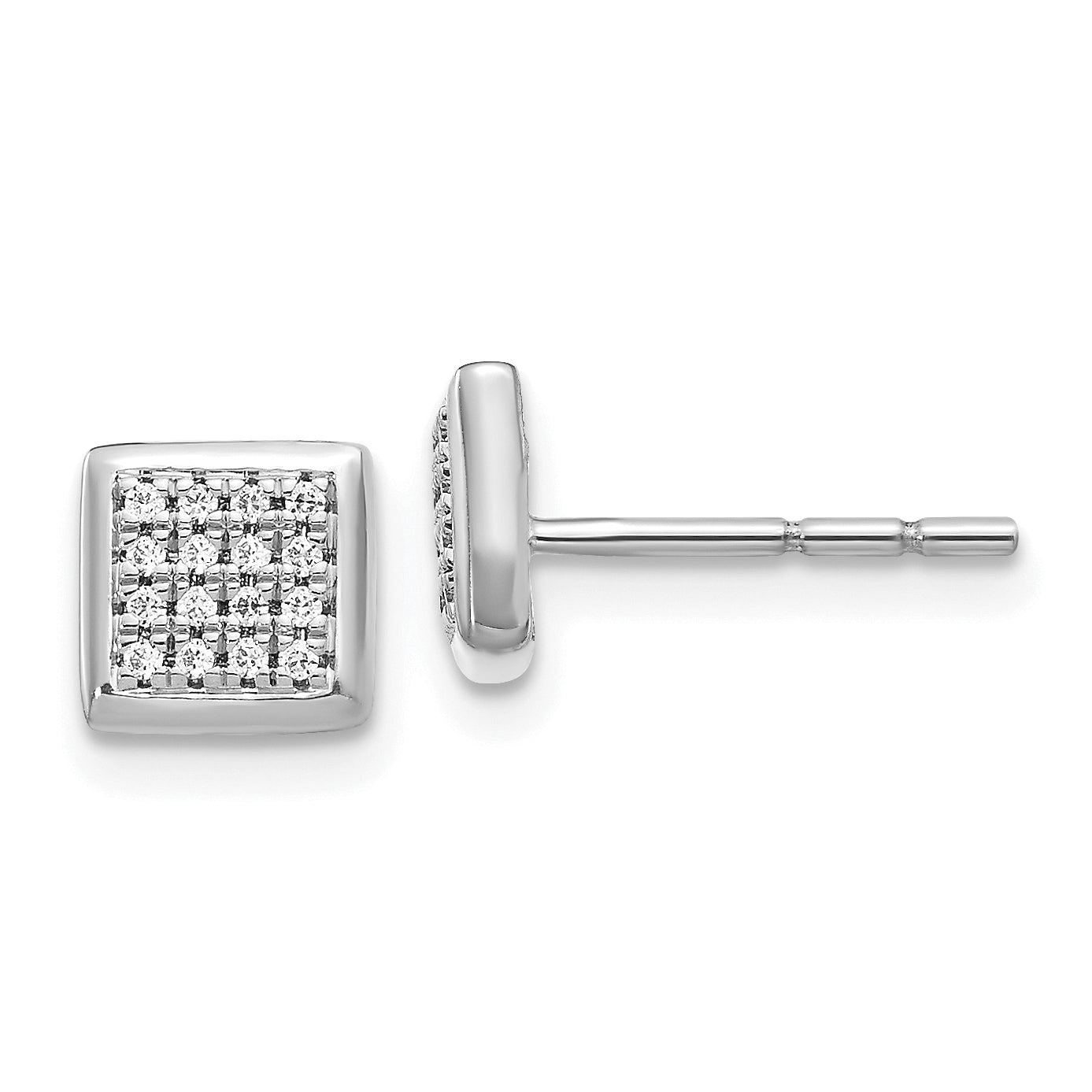 10k White Gold Diamond Post Earrings