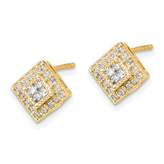 10k Polished Diamond Post Earrings