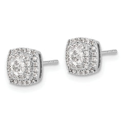 10k White Gold Diamond Halo Post Earrings