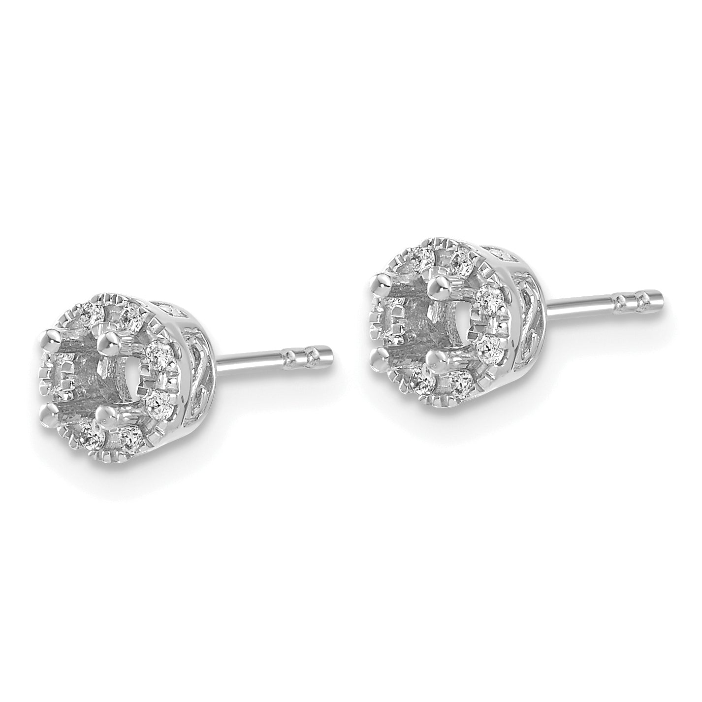 10k White Gold Diamond Semi-mount Stud Earrings