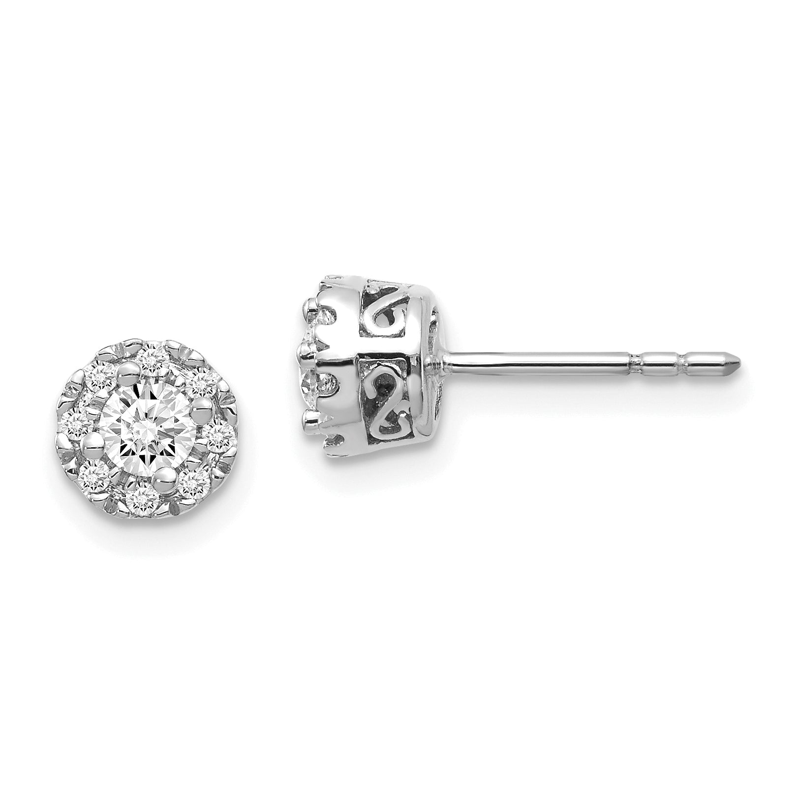 10k White Gold Diamond Semi-mount Stud Earrings