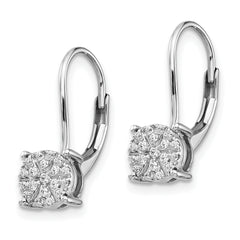 14K White Gold Lab Grown Diamond Cluster Leverback Earrings