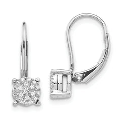 14K White Gold Lab Grown Diamond Cluster Leverback Earrings