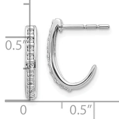 10k White Gold Diamond J-Hoop Post Earrings