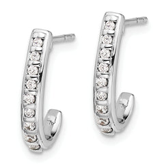 14K White Gold Lab Grown Diamond J-Hoop Post Earrings