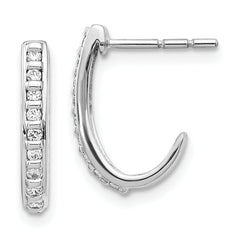 14K White Gold Lab Grown Diamond J-Hoop Post Earrings