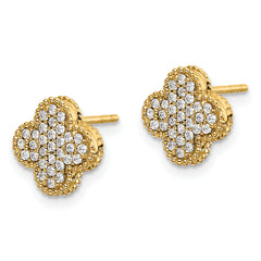 10k Diamond Quatrefoil Post Earrings